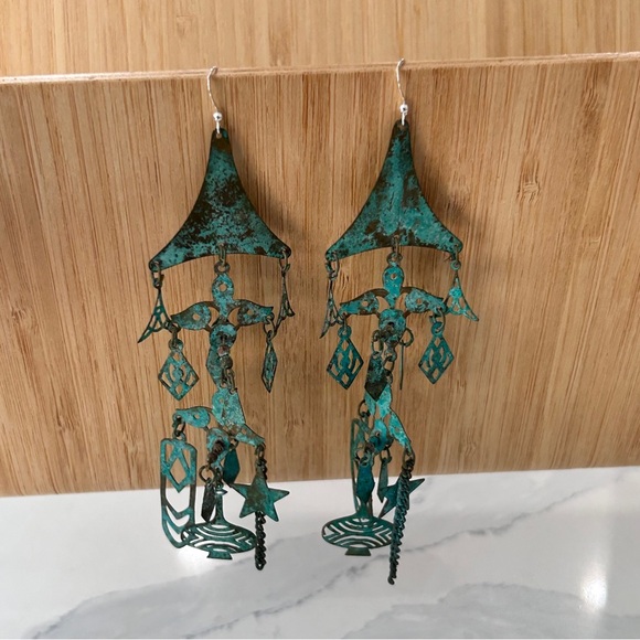 Statement Boho Wind Chime Dangler Earrings - Picture 4 of 10